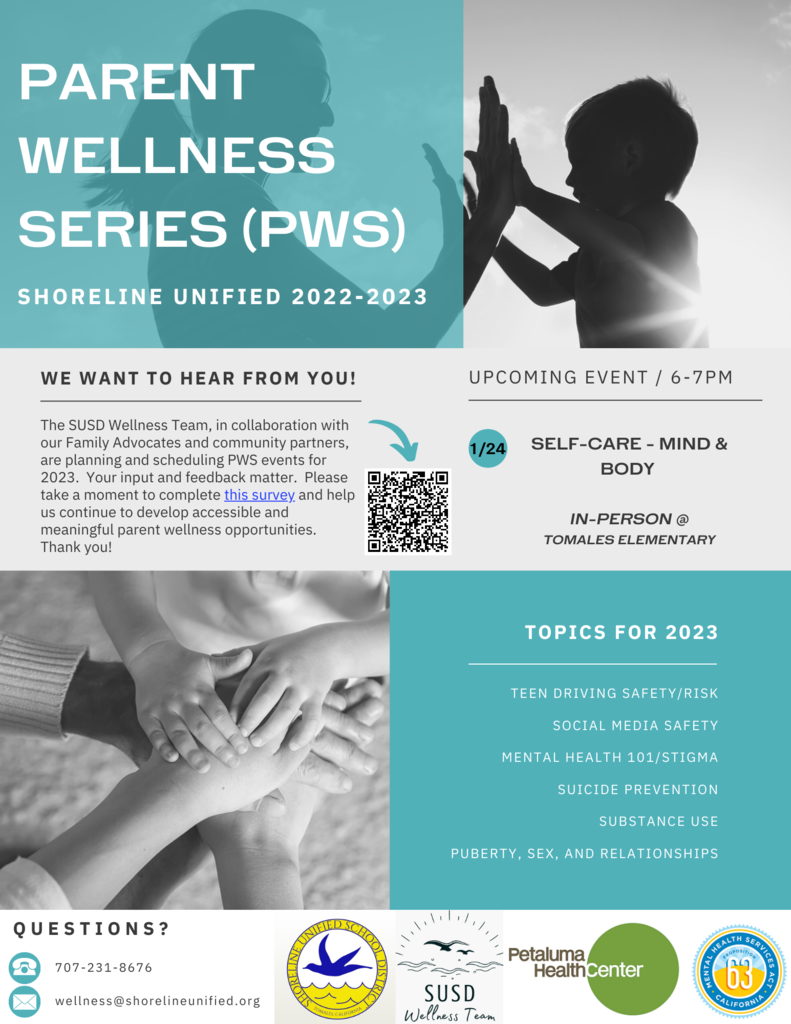 Parent Wellness Series (PWS) Feedback Survey/Upcoming Events Flyer in English