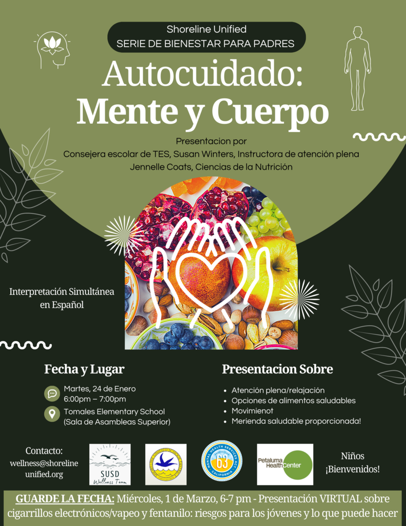 Parent Wellness Series (PWS) Flyer for January Event in Spanish