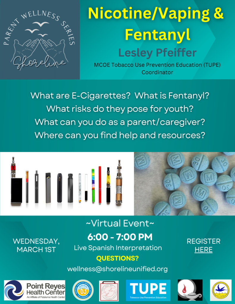 Parent Wellness Series Nicotine/Vaping and Fentanyl Event Flyer in English